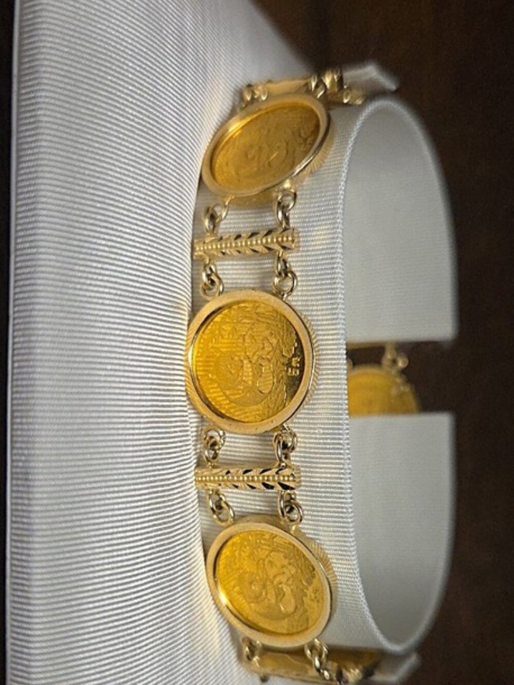 1994 CHINA CHINESE PANDA 1/20 OZ YAUN COIN BRACELET SET IN 14KY GOLD 7 COINS - Picture 7 of 16